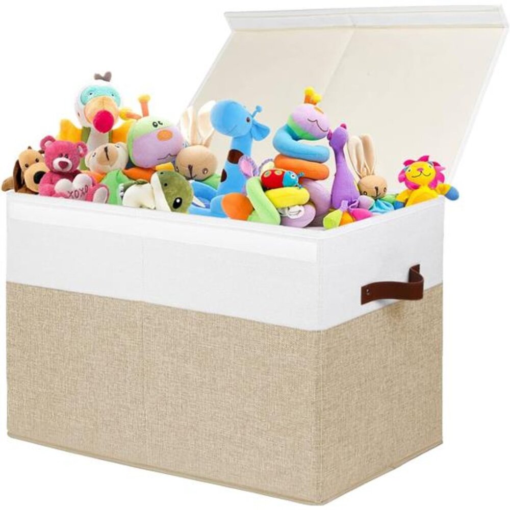 Large Toy Storage Box with Lid, Sturdy Toys Storage Chest Bin Organizer Basket